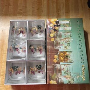 Vintage Crystal Stemware Tumblers with Grape Vine Motif - Set of 6